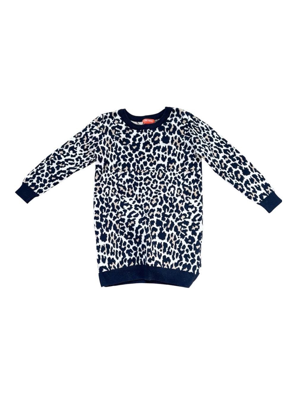Joe Fresh Black and Brown Leopard Knit Sweater Dress Cotton Size 3